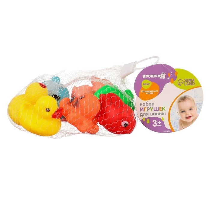 Набор резиновых игрушек для ванны &laquo;Друзья&raquo;, с пищалкой, 8 шт, цвет МИКС, Крошка Я