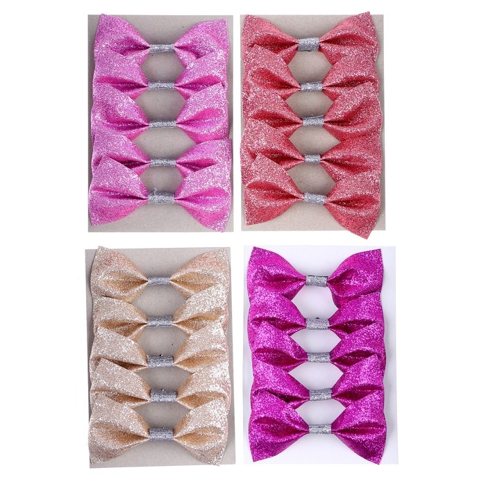 Новогодний декор на ёлку «Бантики» набор 5 шт., цвет МИКС Новогодний декор на ёлку «Бантики» набор 5 шт., цвет МИКС