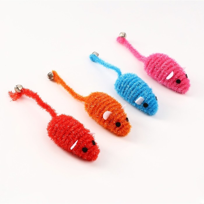 Мышь-погремушка 7 см,  микс цветов Мышь-погремушка 7 см,  микс цветов