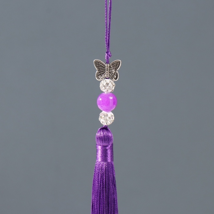 Подвеска текстиль, металл  Подвеска текстиль, металл "Бабочка" фиолетовая 1х1,2х16,5 см