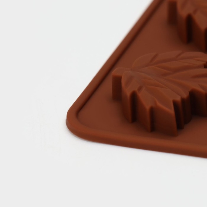 Форма для конфет и шоколада Доляна «Кленовый сироп», силикон, 19,5×17,7×1 см, 18 ячеек, цвет коричневый Форма для конфет и шоколада Доляна «Кленовый сироп», силикон, 19,5×17,7×1 см, 18 ячеек, цвет коричневый