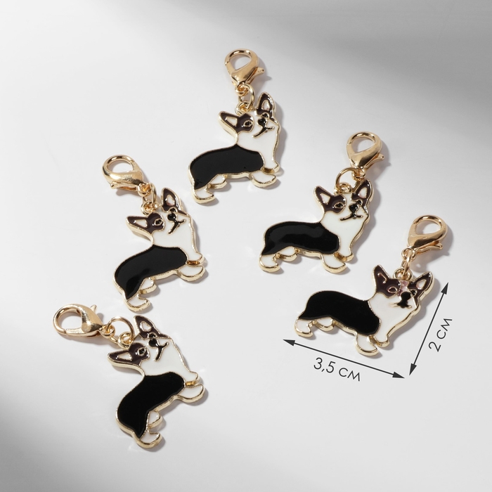 Шарм «Корги», чёрно-белый в золоте Шарм «Корги», чёрно-белый в золоте