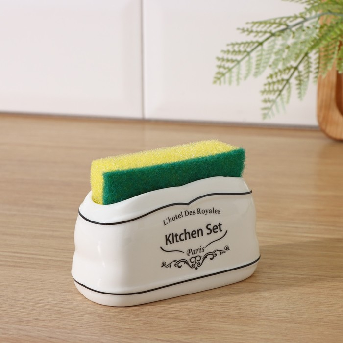 Набор аксессуаров для кухни Доляна «Уют», 4 предмета (дозатор 300 мл, мыльница, подставка для губки, подставка для ложки), цвет белый Набор аксессуаров для кухни Доляна «Уют», 4 предмета (дозатор 300 мл, мыльница, подставка для губки, подставка для ложки), цвет белый