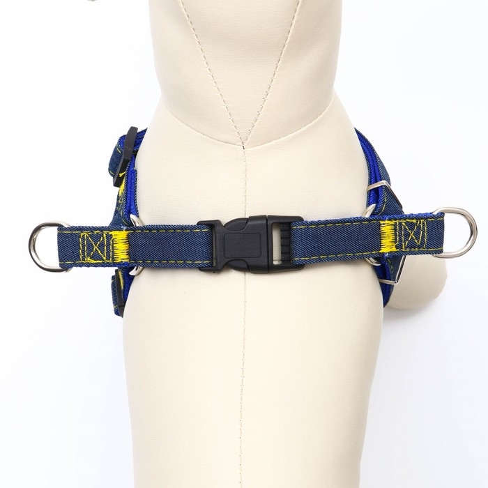 Шлейка Шлейка "Джинс", синий подклад, ширина 2 см, ОШ 45-70 см, ОГ 45-70 см