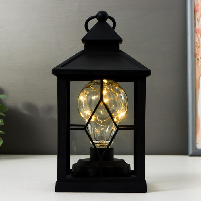 Ночник Ночник "Фонарь 1" LED от батареек 3хААА черный 10,5х10,5х20 см RISALUX