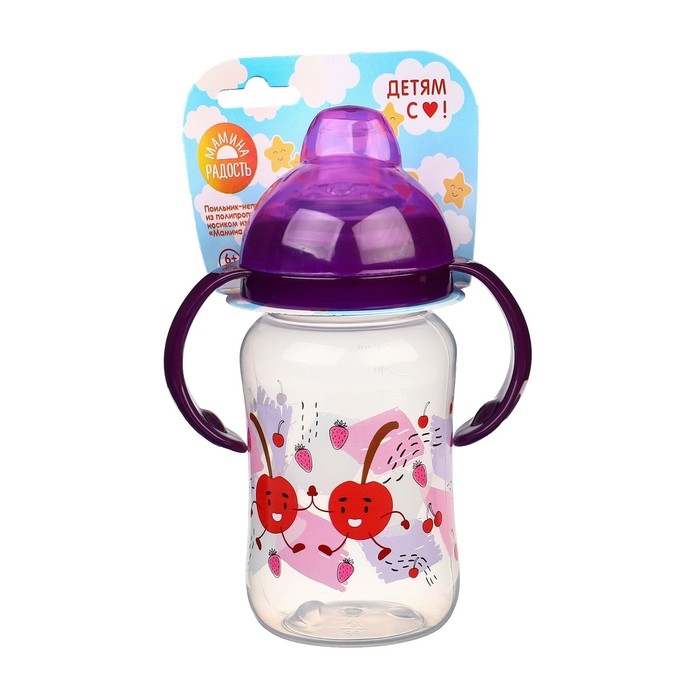Поильник - непроливайка детский с мягким носиком «Фрукты», 270 мл., с ручками, цвет МИКС Поильник - непроливайка детский с мягким носиком «Фрукты», 270 мл., с ручками, цвет МИКС