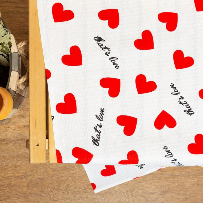 Простыня для бани «Сердечки» 150х180±5 см, 100% хлопок, вафельное полотно, 160 гр/м2 Простыня для бани «Сердечки» 150х180±5 см, 100% хлопок, вафельное полотно, 160 гр/м2