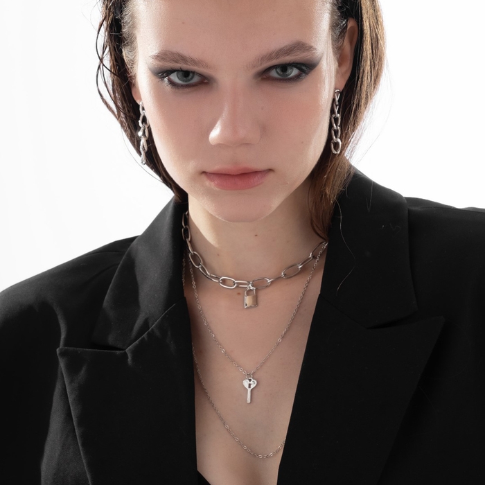 Кулон «Цепь» ключ с замком, цвет серебро, 56 см Кулон «Цепь» ключ с замком, цвет серебро, 56 см