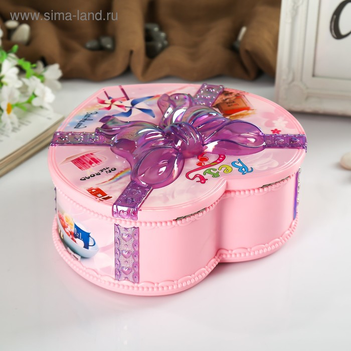 Шкатулка музыкальная механическая Шкатулка музыкальная механическая "Сердце в банте" 16х18х7,5 см МИКС