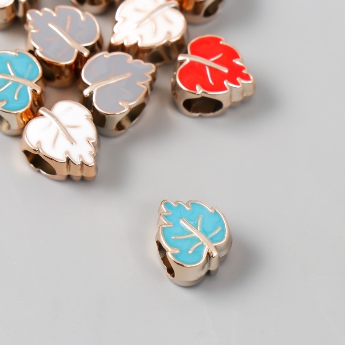 Бусины для творчества пластик Бусины для творчества пластик "Лист яркая серединка" МИКС набор 10 шт 1х1 см