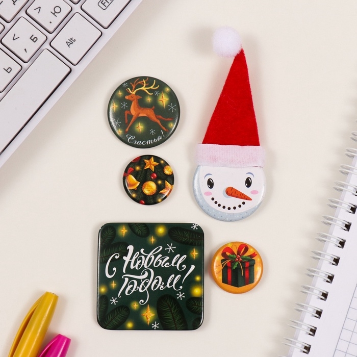 Значки закатные набор 5 шт d=25 мм d=35 мм 50х50мм Значки закатные набор 5 шт d=25 мм d=35 мм 50х50мм"Снеговик" 8,5х12,5 см