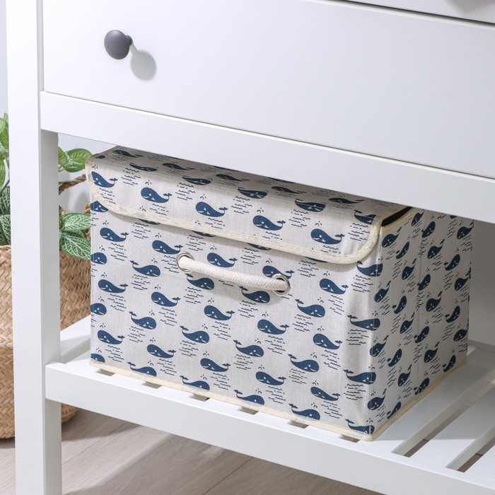 Короб стеллажный для хранения с крышкой «Киты», 37×26×24 см, цвет белый Короб стеллажный для хранения с крышкой «Киты», 37×26×24 см, цвет белый