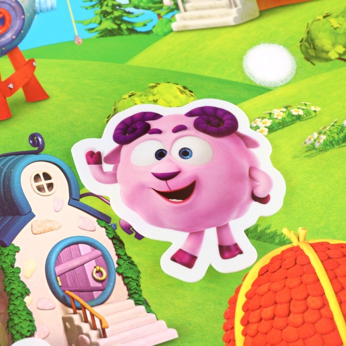 Игра развивающая на липучках Игра развивающая на липучках "Изучаем кто где живет", Смешарики