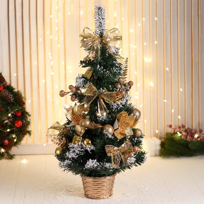 Ёлка декор Ёлка декор "Праздничная" бантик цветок шары, 28х58 см, золото