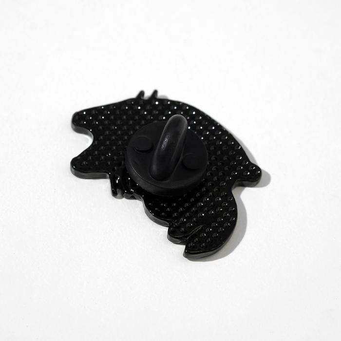 Значок «Котейка», цвет белый в чёрном металле Значок «Котейка», цвет белый в чёрном металле