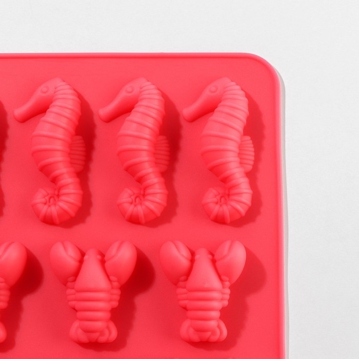 Форма для мармелада Доляна «Морской мир», силикон, 22×14×1 см, 14 ячеек, цвет МИКС Форма для мармелада Доляна «Морской мир», силикон, 22×14×1 см, 14 ячеек, цвет МИКС