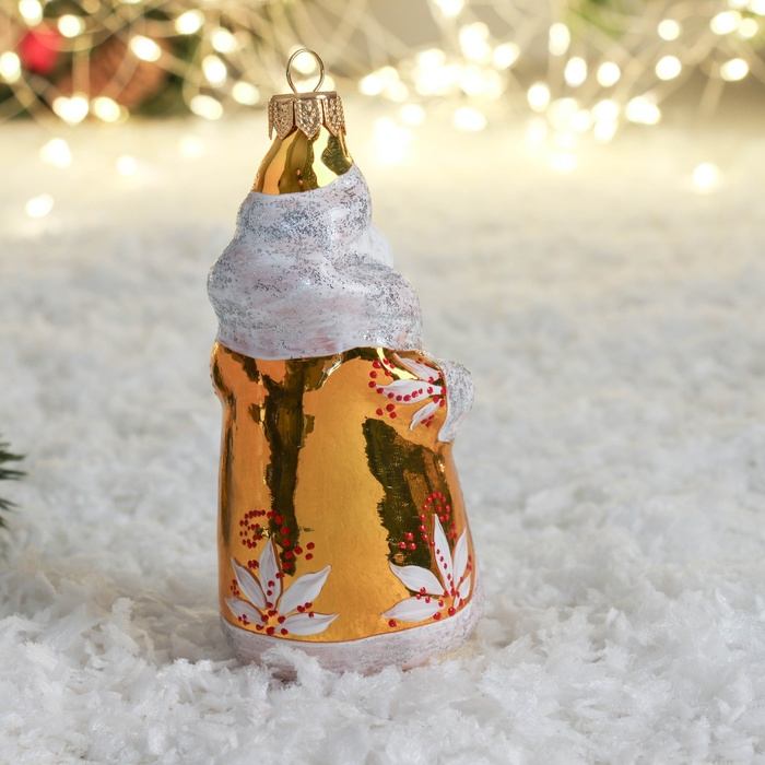 Ёлочная игрушка Ёлочная игрушка "Дед Мороз" снежинки, 12 см ручная роспись, золото