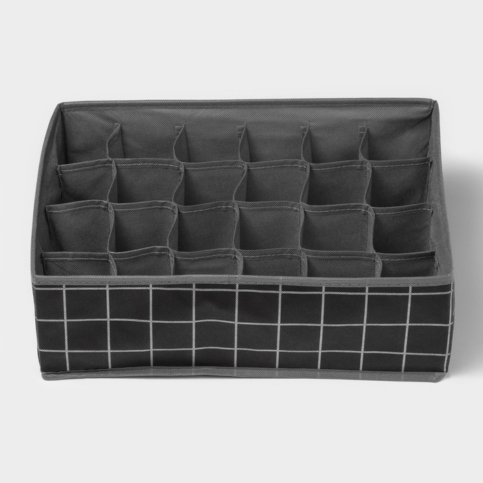 Органайзер для хранения белья Доляна «Кло», 24 ячейки, 38×30×12 см, цвет чёрный Органайзер для хранения белья Доляна «Кло», 24 ячейки, 38×30×12 см, цвет чёрный