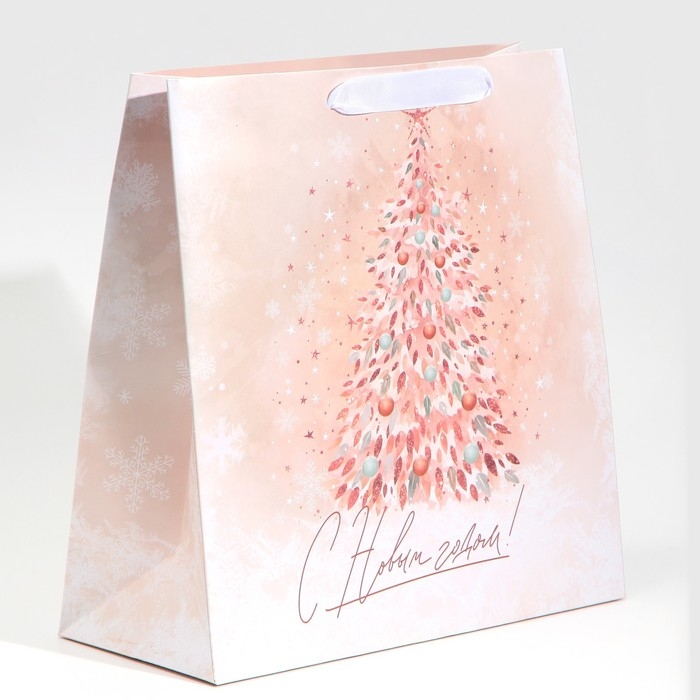 Пакет подарочный новогодний ламинированный квадратный «Pink», 30 х 30 х 12 см, Новый год Пакет подарочный новогодний ламинированный квадратный «Pink», 30 х 30 х 12 см, Новый год
