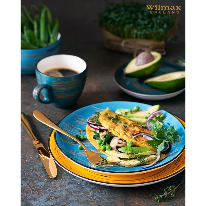 Тарелка фарфоровая десертная Wilmax Scratch, d=17,5 см, цвет голубой Тарелка фарфоровая десертная Wilmax Scratch, d=17,5 см, цвет голубой