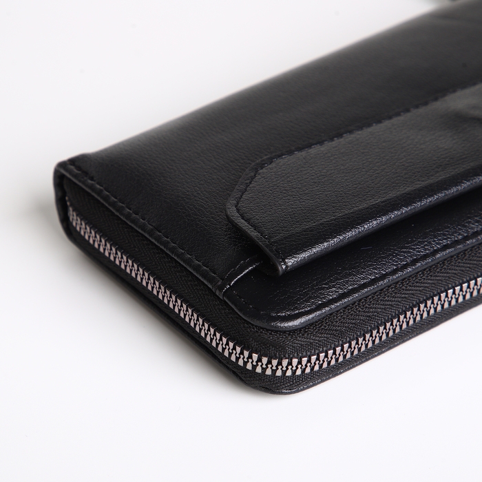 Портмоне-клатч мужской на молнии, цвет чёрный Портмоне-клатч мужской на молнии, цвет чёрный