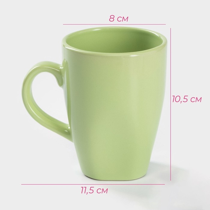 Кружка керамическая Доляна «Пастель», 280 мл, цвет зелёный