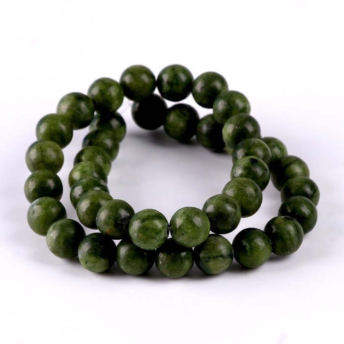 Бусины из натурального камня &laquo;Зелёный нефрит&raquo; набор 36 шт., размер 1 шт. &mdash; 10 мм