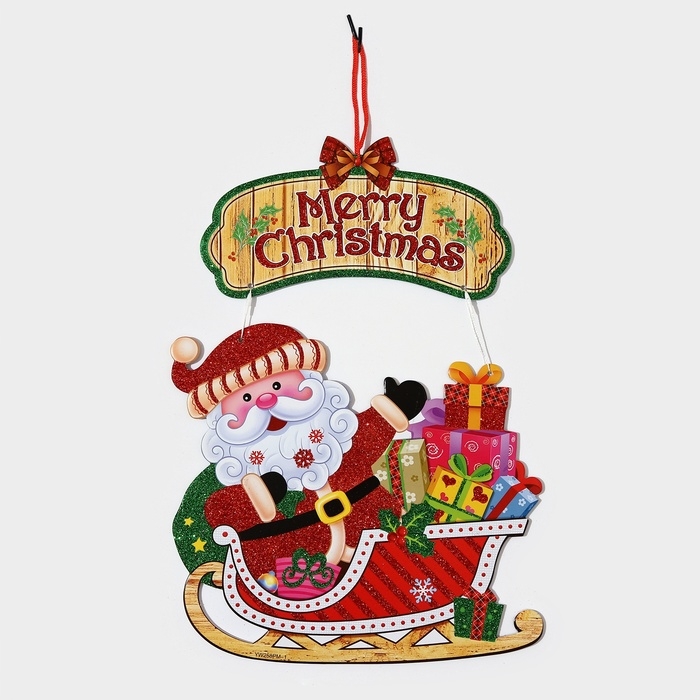 Декоративное украшение (подвеска)  Декоративное украшение (подвеска) "Дед мороз на санках" 43,5х30,5 см