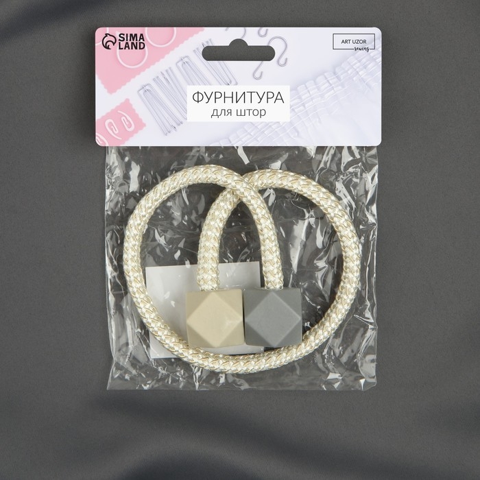 Подхват для штор «Камушки», d = 3 × 46 см, цвет пепельно-бежевый/серый Подхват для штор «Камушки», d = 3 × 46 см, цвет пепельно-бежевый/серый