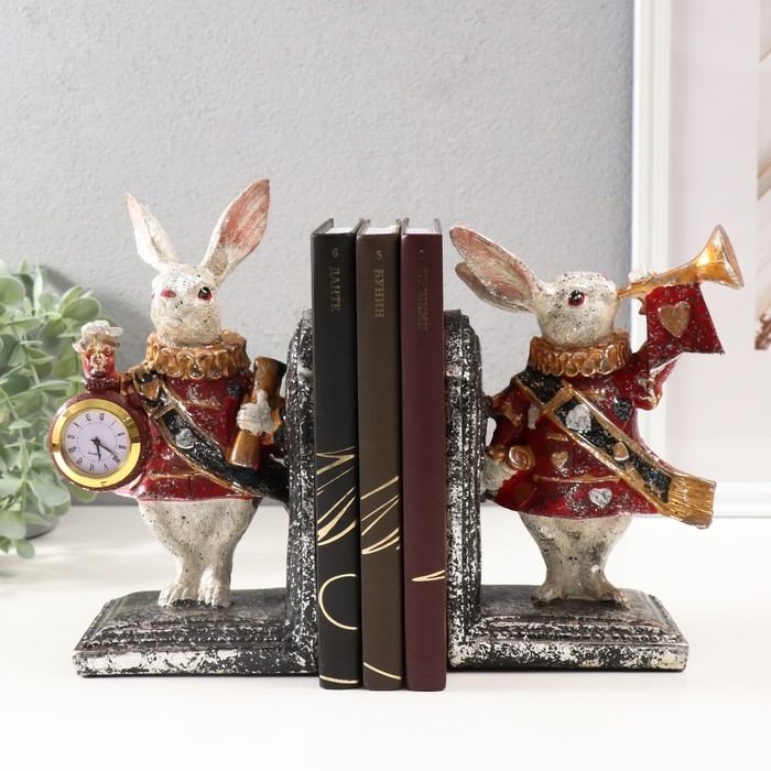 Подставка-держатель для книг интерьерная с часами Подставка-держатель для книг интерьерная с часами"Заяц - паж" н-р из 2-х штук 2,5х21х8,5см