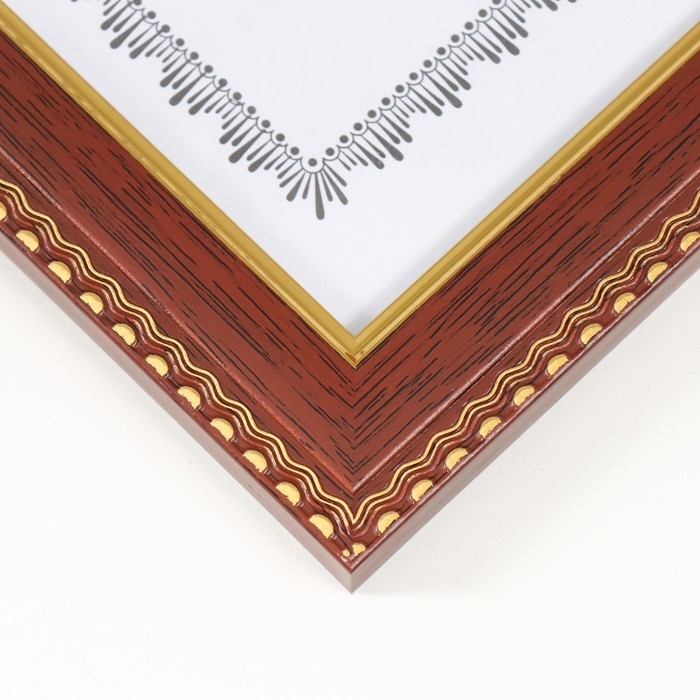 Фоторамка пластик формат А4 Фоторамка пластик формат А4 "Золотые волны и точки" темное дерево 24,8х33,5 см