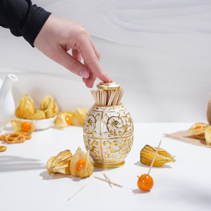 Подставка под зубочистки, 8×12 см, цвет металла золотой Подставка под зубочистки, 8×12 см, цвет металла золотой