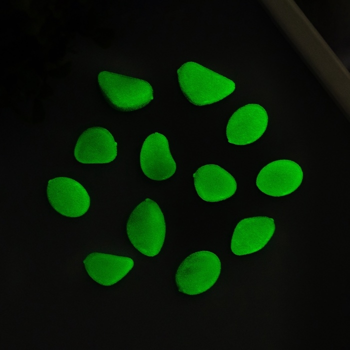 Декор для творчества пластик светится в темноте  Декор для творчества пластик светится в темноте "Зелёные камешки" набор 12 шт