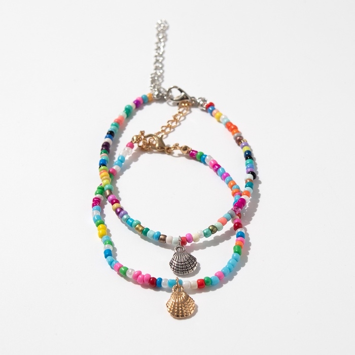 Браслет на ногу «Ракушки» два ряда, цветной, 23,3 см Браслет на ногу «Ракушки» два ряда, цветной, 23,3 см