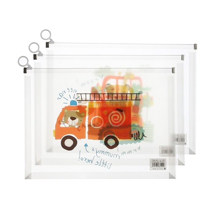 Папка-конверт на молнии формат А4, 180мкр, с рисунком Папка-конверт на молнии формат А4, 180мкр, с рисунком "Веселая машинка", МИКС