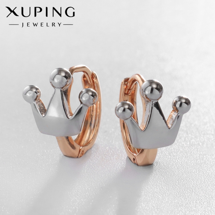 Серьги металл XUPING корона, цвет серебряно-золотой Серьги металл XUPING корона, цвет серебряно-золотой