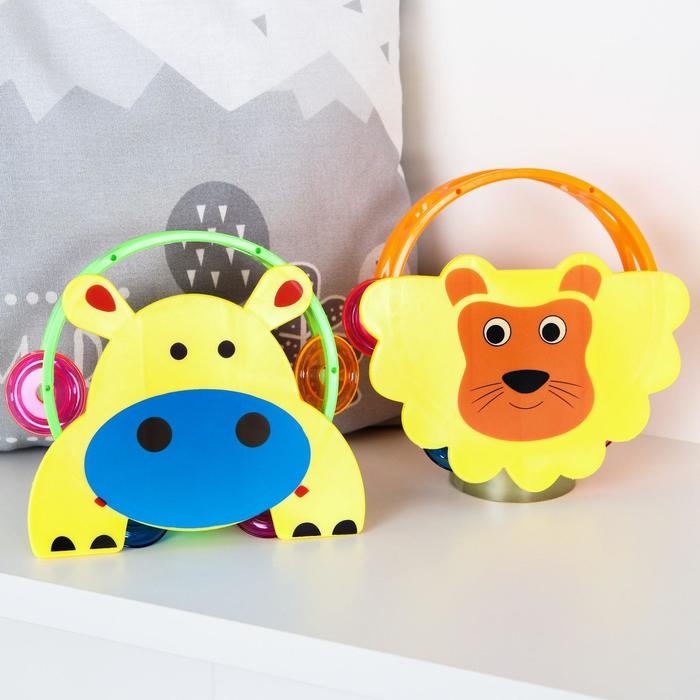 Погремушка - бубен «Зверушки», виды МИКС, Крошка Я Погремушка - бубен «Зверушки», виды МИКС, Крошка Я