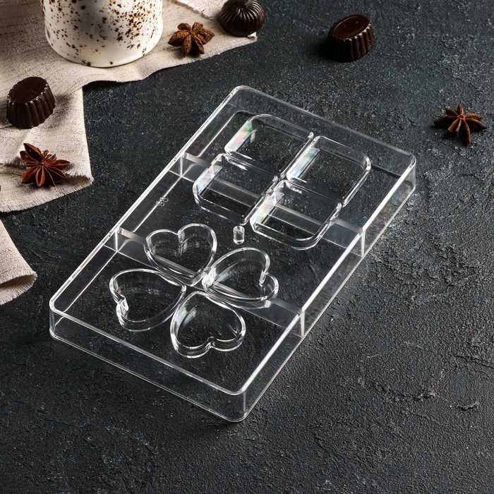 Форма для конфет и шоколада «Мерси», 8 ячеек, 20×12×2,5 см, цвет прозрачный Форма для конфет и шоколада «Мерси», 8 ячеек, 20×12×2,5 см, цвет прозрачный