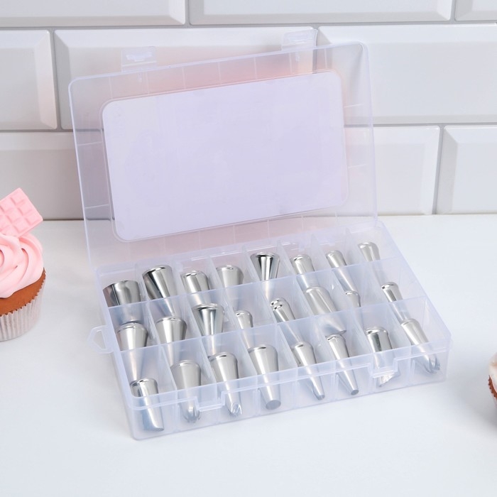 Насадки кондитерские, набор «Дворец», 15.8 х 9.4 см 24 шт Насадки кондитерские, набор «Дворец», 15.8 х 9.4 см 24 шт