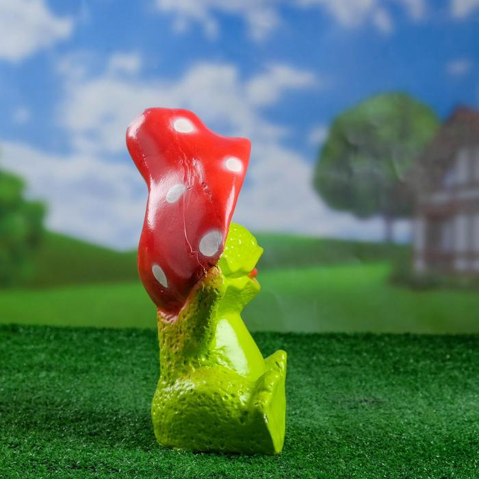 Садовая фигура  Садовая фигура "Лягушка улыбка под мухомором" 24х28см