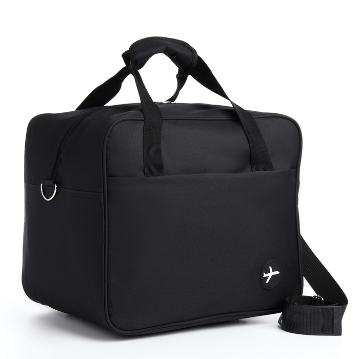 Сумка дорожная на молнии, наружный карман длинный ремень, цвет чёрный Сумка дорожная на молнии, наружный карман длинный ремень, цвет чёрный