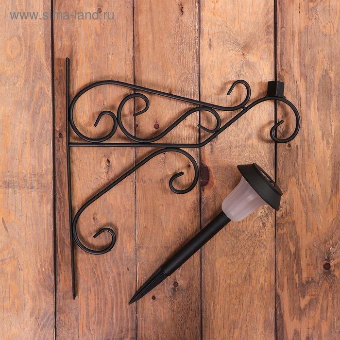 Кронштейн для кашпо, кованый, с фонарём, 50 см, металл, чёрный, &laquo;Узор&raquo;