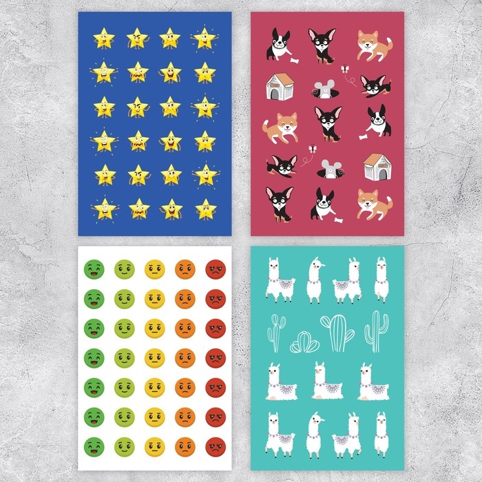 Наклейки детские в стикербуке &laquo;Оценки&raquo;, 8 листов, 12 х 18 см