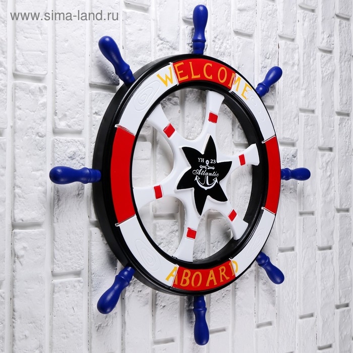 Штурвал сувенирный Штурвал сувенирный "Добро пожаловать на борт" красный 62см