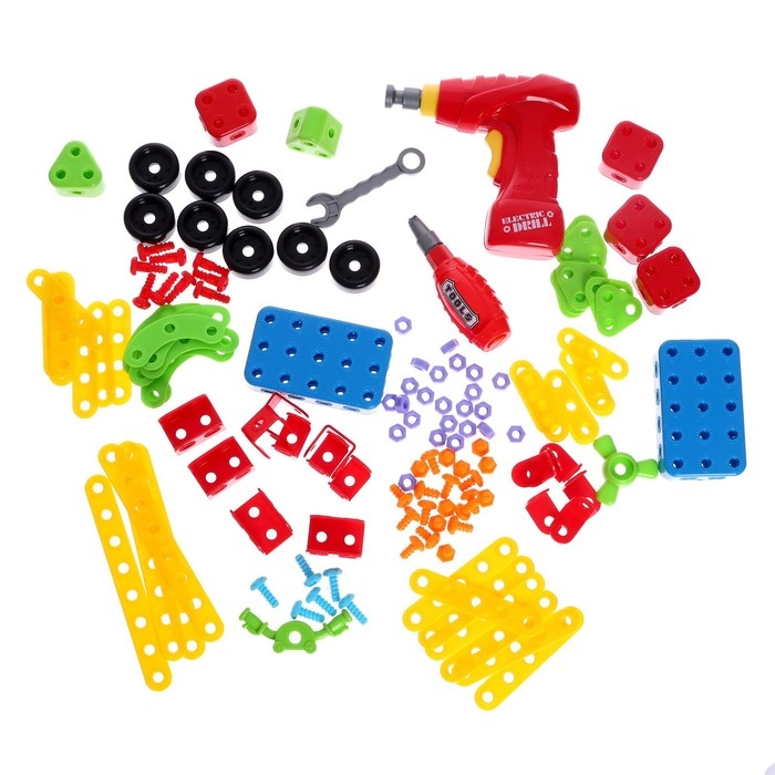 Конструктор в чемодане «Объёмная мозаика», с электрическим шуруповертом, 54 модели, 292 детали Конструктор в чемодане «Объёмная мозаика», с электрическим шуруповертом, 54 модели, 292 детали