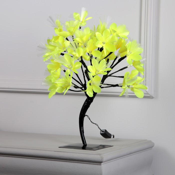 Светодиодный куст «Лилии жёлтые» 30 см, 32 LED, мигание, 220 В, свечение мульти (RG/RB)