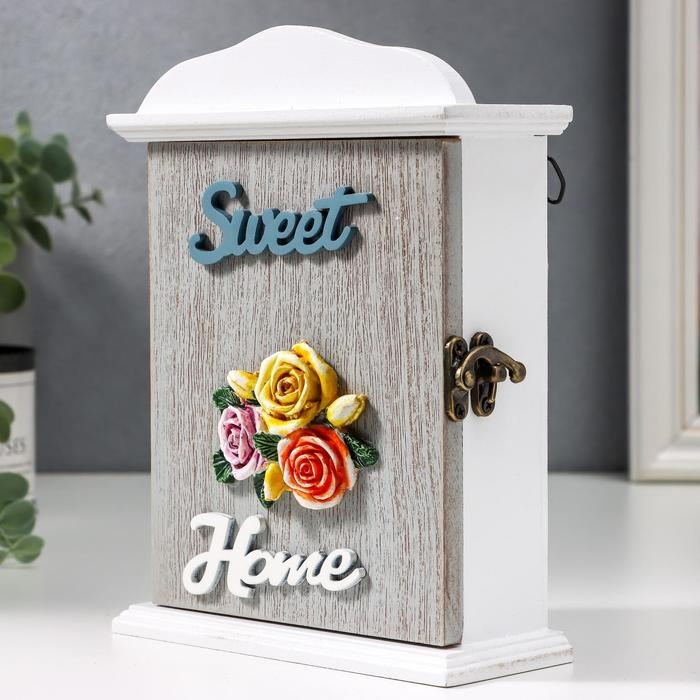 Ключница дерево 2 крючка Ключница дерево 2 крючка "Три розы - Sweet home" 20,5х6х15 см
