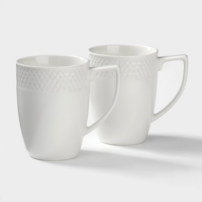 Набор кружек фарфоровых Wilmax «Юлия Высоцкая», 2 предмета: 350 мл, цвет белый Набор кружек фарфоровых Wilmax «Юлия Высоцкая», 2 предмета: 350 мл, цвет белый