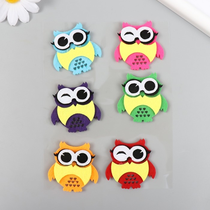 Наклейка фетр Наклейка фетр "Совушки" 21х12,3 см