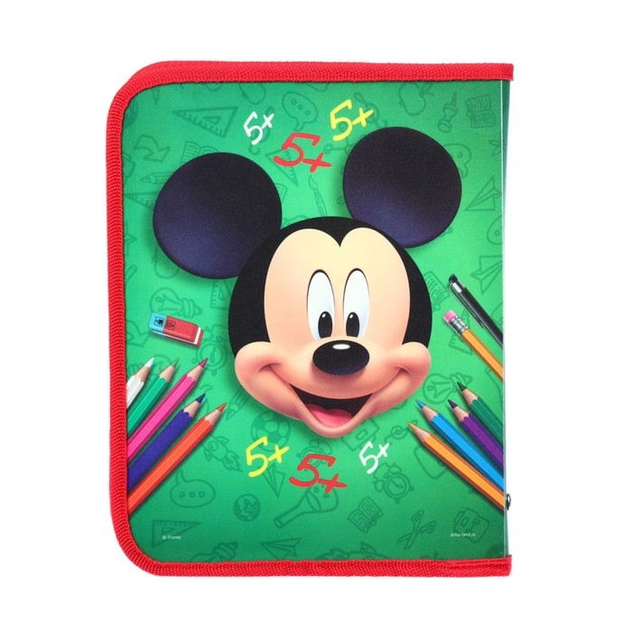 Папка пластиковая для тетрадей А5, на молнии, Микки Маус Папка пластиковая для тетрадей А5, на молнии, Микки Маус